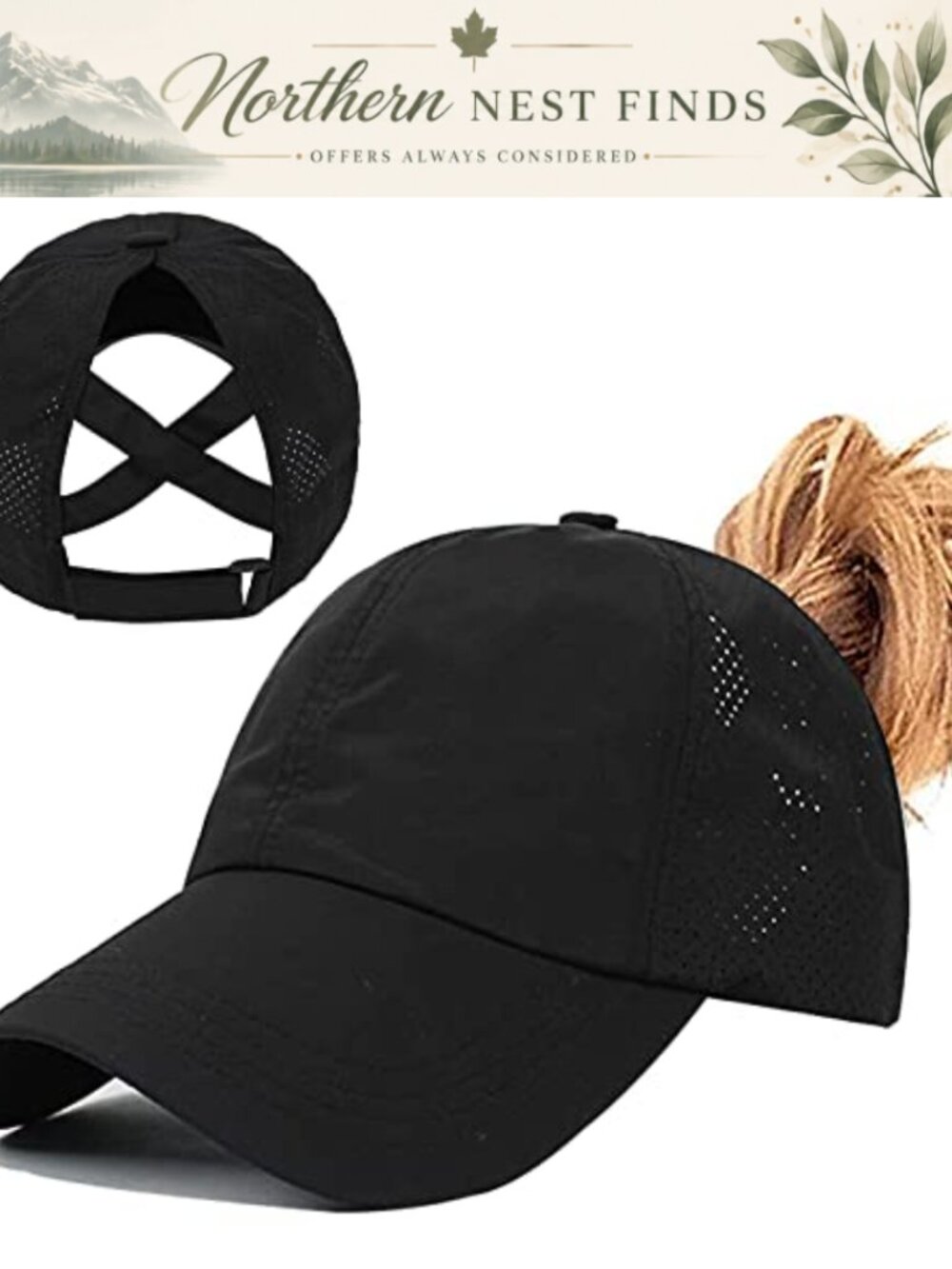 Women's Ponytail Baseball Cap Criss Cross Quick-Dry UPF 50 Sun Hat
